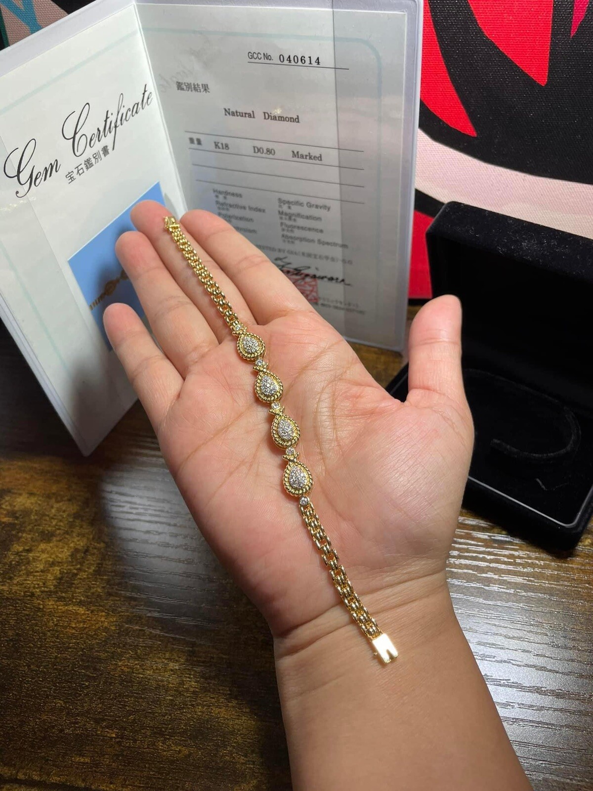 K18 18K Real Gold Japan Bracelet with Natural Diamonds with certificate
