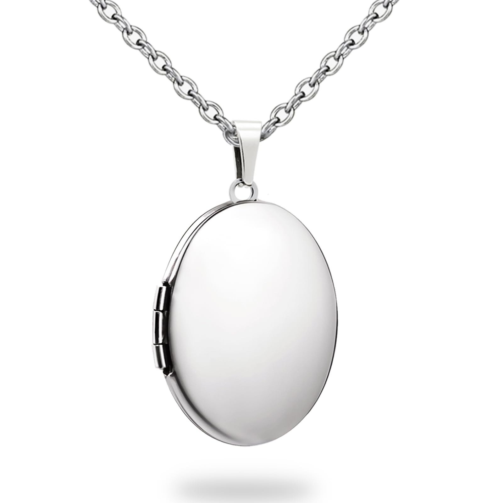 Silver Oval Locket Necklace For Women Locket Necklace that Hold Pictures For Gir