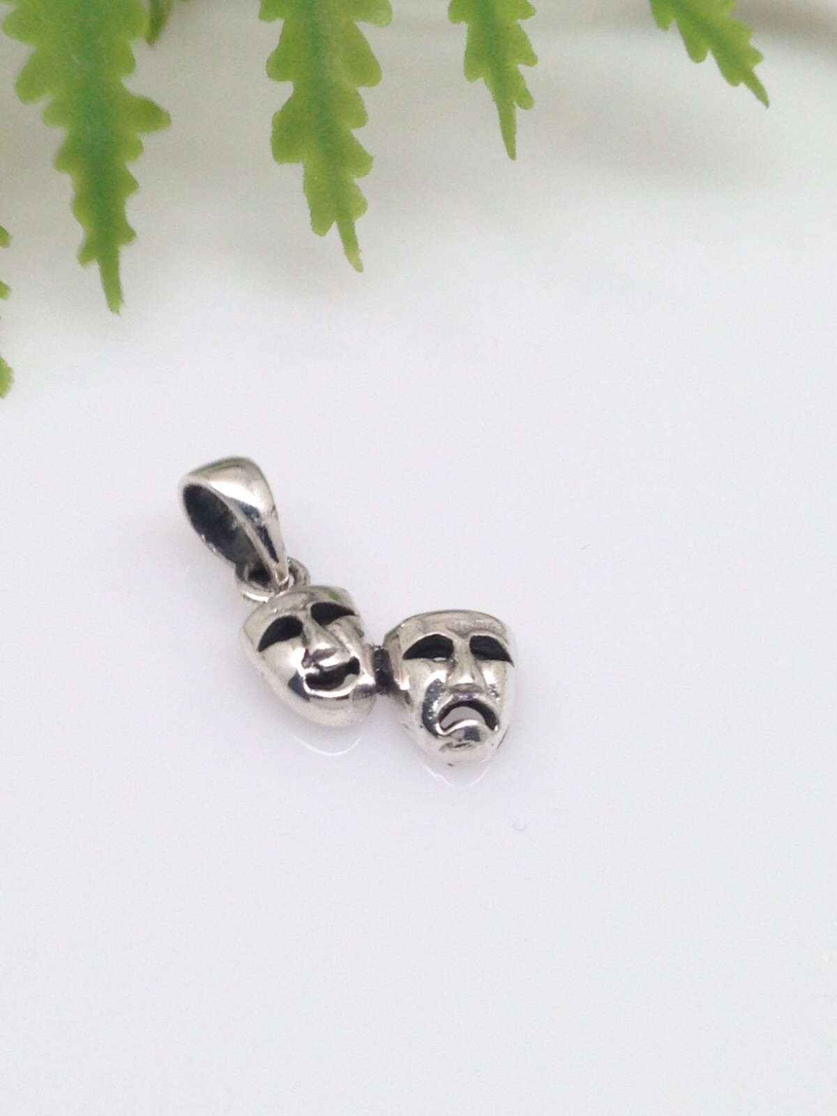 925 Sterling Silver Comedy & Tragedy Pendant Tiny Dainty 12mm /20mm Men Women
