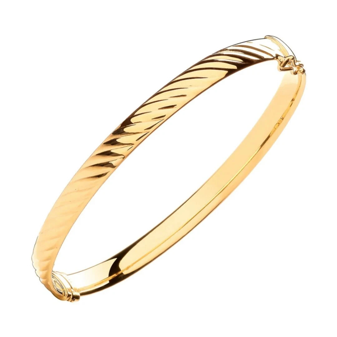9K Gold Bangle Swirls Oval Genuine 375 Hallmark. Best Gift for Her All Occasions