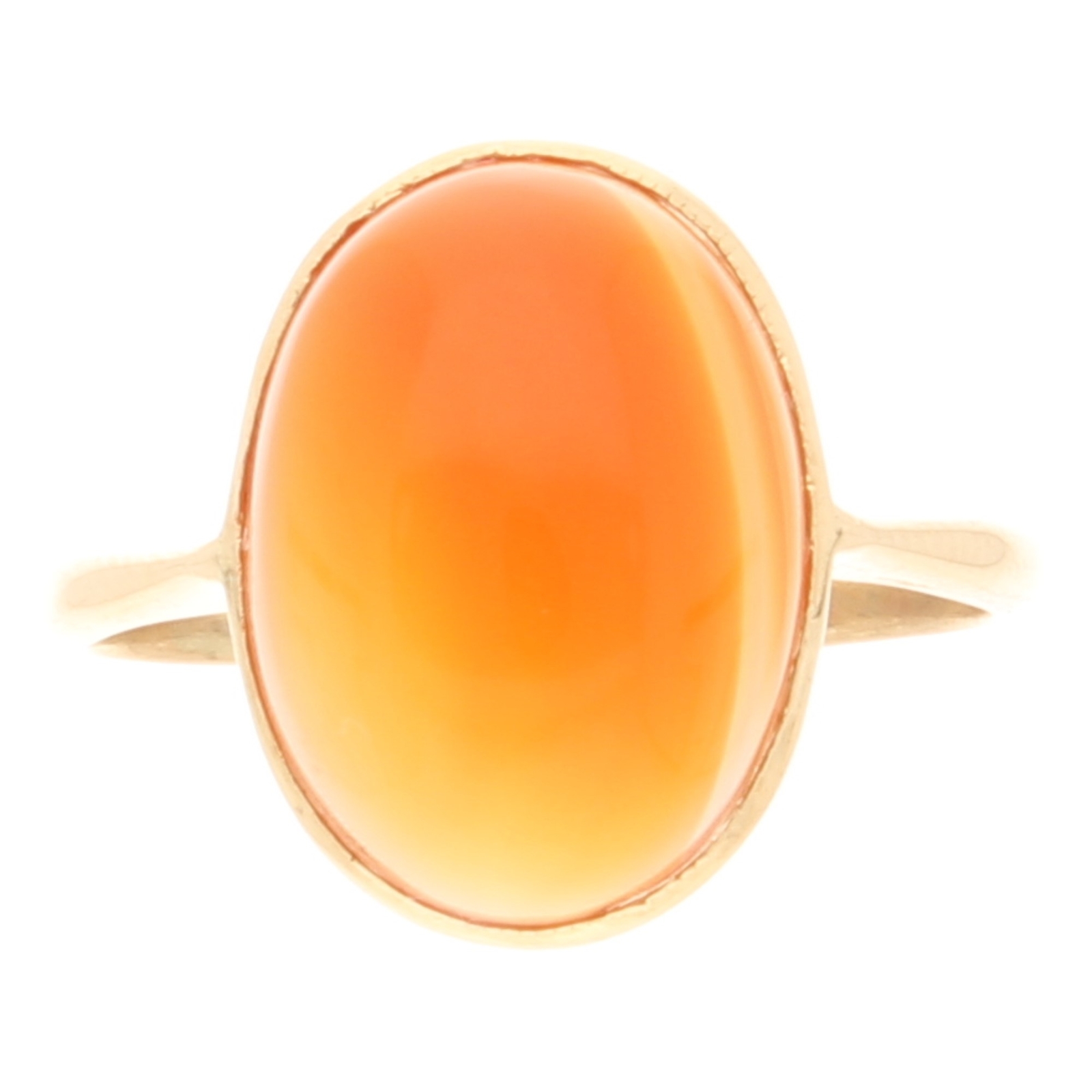 18Carat Yellow Gold Carnelian Solitaire Ring (Size L) 10×14.5mm Head