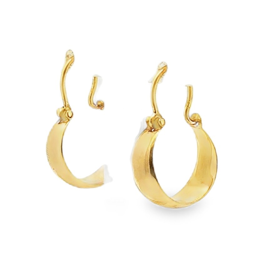 Vintage Wide Profile Hoop Earrings in 16-18k Yellow Gold .75″
