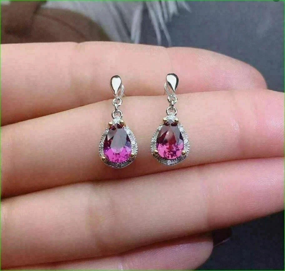 1.20CT Pear Cut Lab Created Diamond Ruby Teardrop Drop Earring 14K White Gold FN