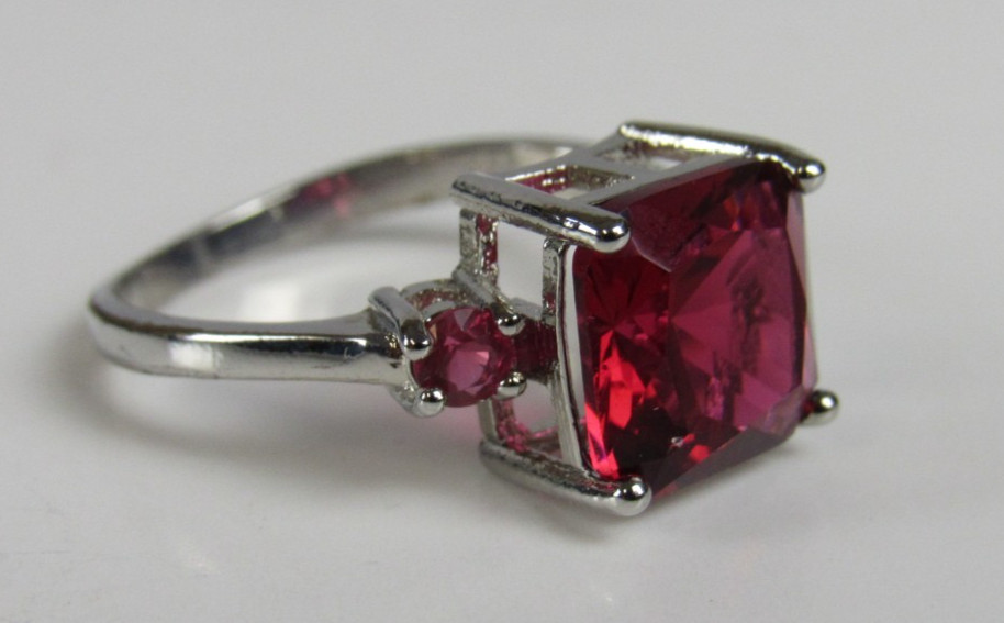 Blazing Red Quartz & Pink Tourmaline in 925 Sterling Silver Ring JK095
