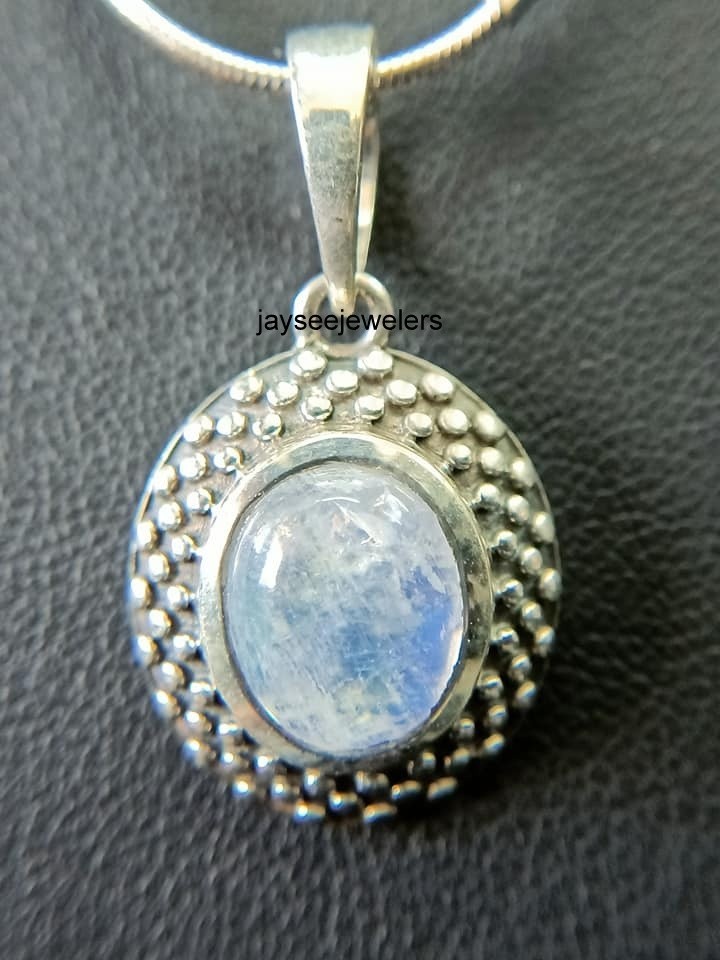 925 Sterling Silver Moonstone Antique Elegant Pendant Jewelry Gift For Wedding