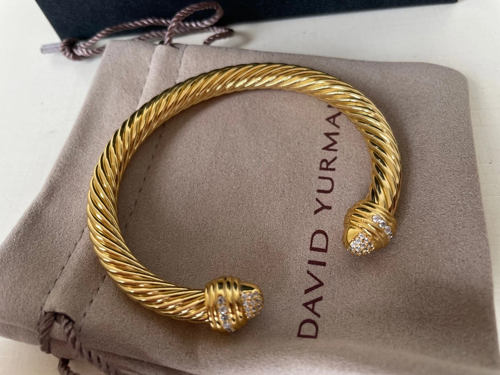 David Yurman 18K Yellow Gold 7mm Dome Classic Cable Cuff Bracelet