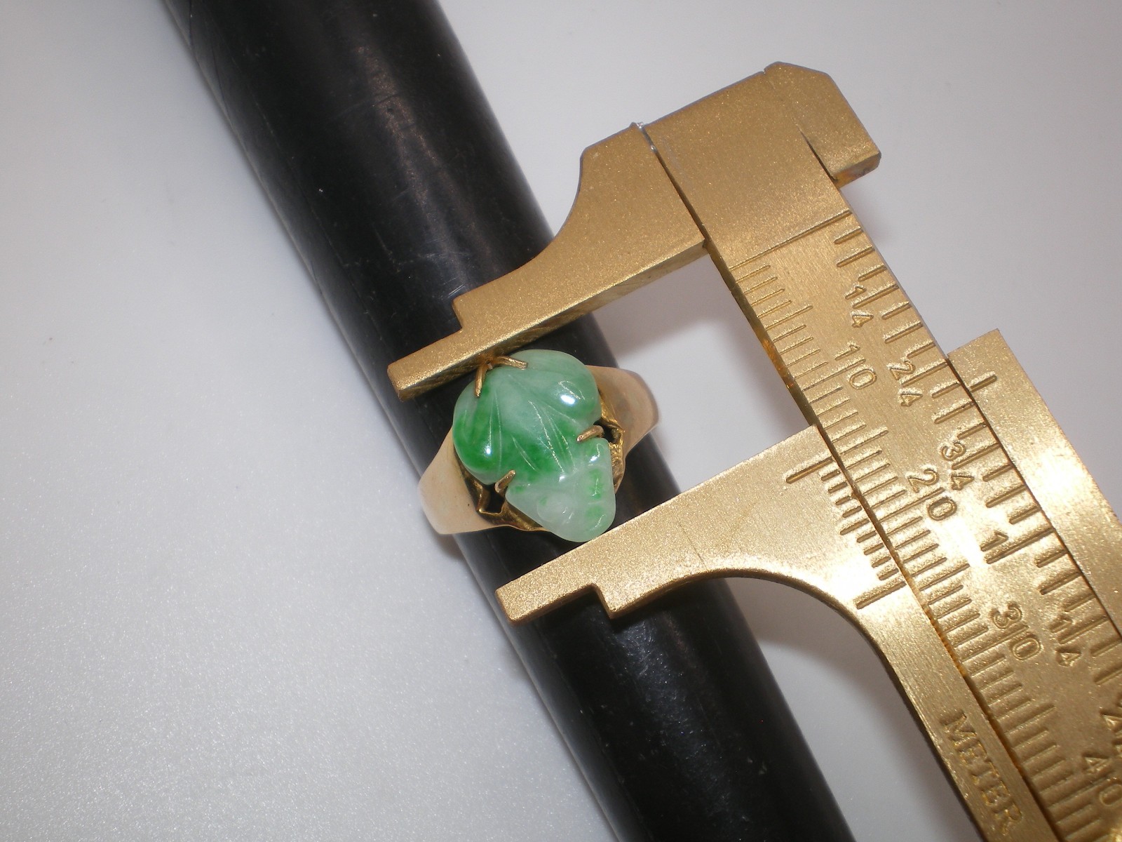 18K Carved FROG Jadeite * Green Jade Pixiu Ring Gold Coins ~ sz 6.75 ~ 3.0 gr
