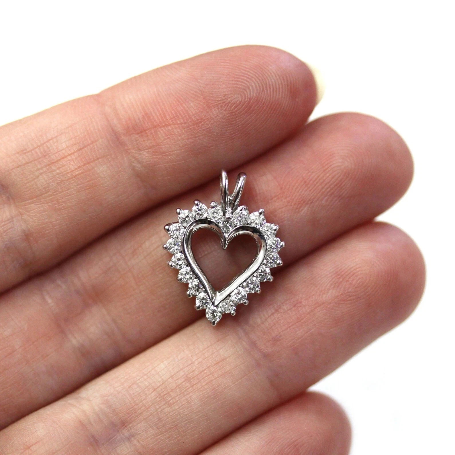 2Ct Round Cut Lab Created Diamond Women’s Heart Pendant In 14K White Gold Plated