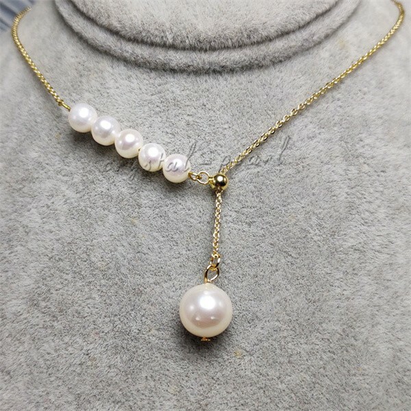 18″ AAA 5-10MM SOUTH SEA NATURAL White PEARL NECKLACE 14K Customized white chain