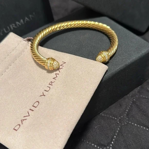 David Yurman 7mm Diamond Cable Cuff Bracelet