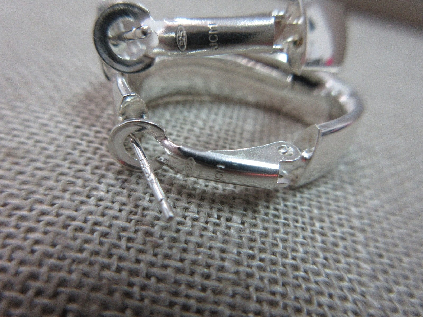 JCM 925 Sterling Silver Omega Back 6.6mm Oval Hoop Earrings 3.7 Grams
