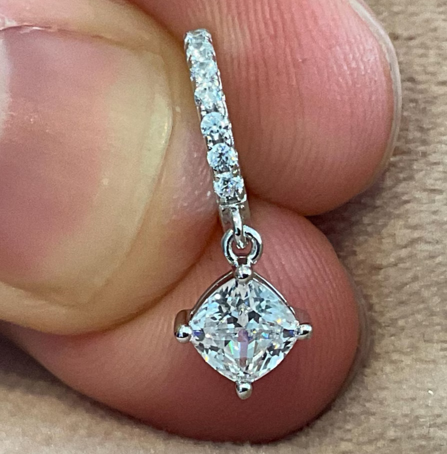 2.00Ct Cushion-Cut EF/VS1 Lab Grown Diamond Drop/Dangle Earring 14K White Gold
