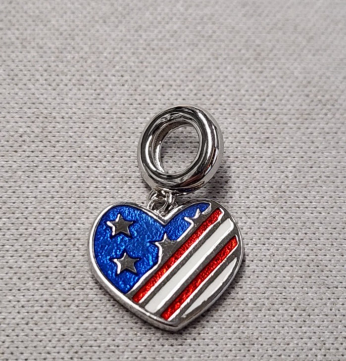 Pangama United States Heart Dangle Charm 29mm Sterling Silver
