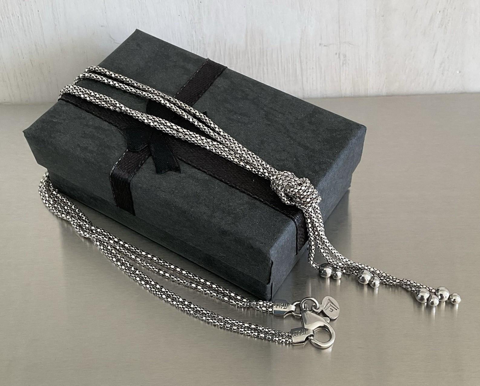 Silpada Retired Necklace «Forget Me Knot» Double Strand Popcorn Chain 16.5″