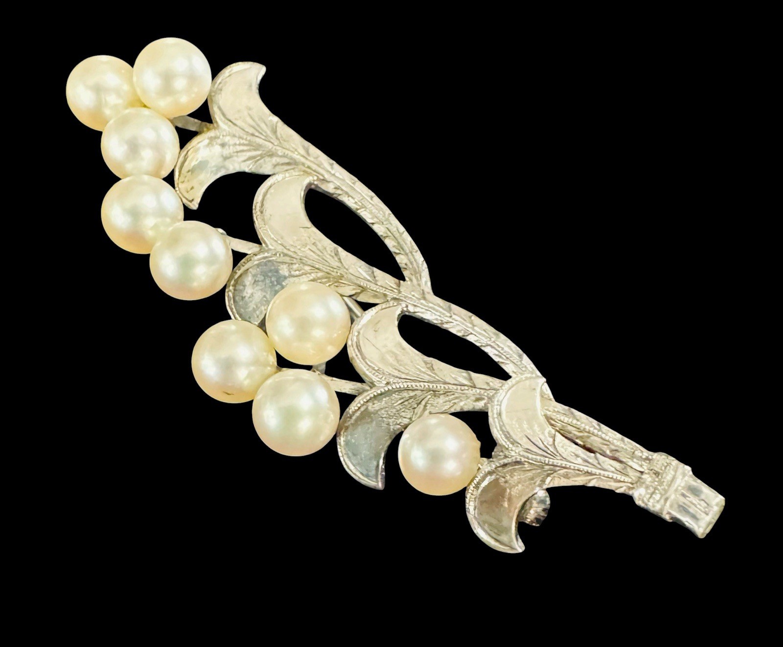 MIKIMOTO Akoya Saltwater Cultured Pearl Brooch Pin 4.5-5mm Sterling Silver Japan