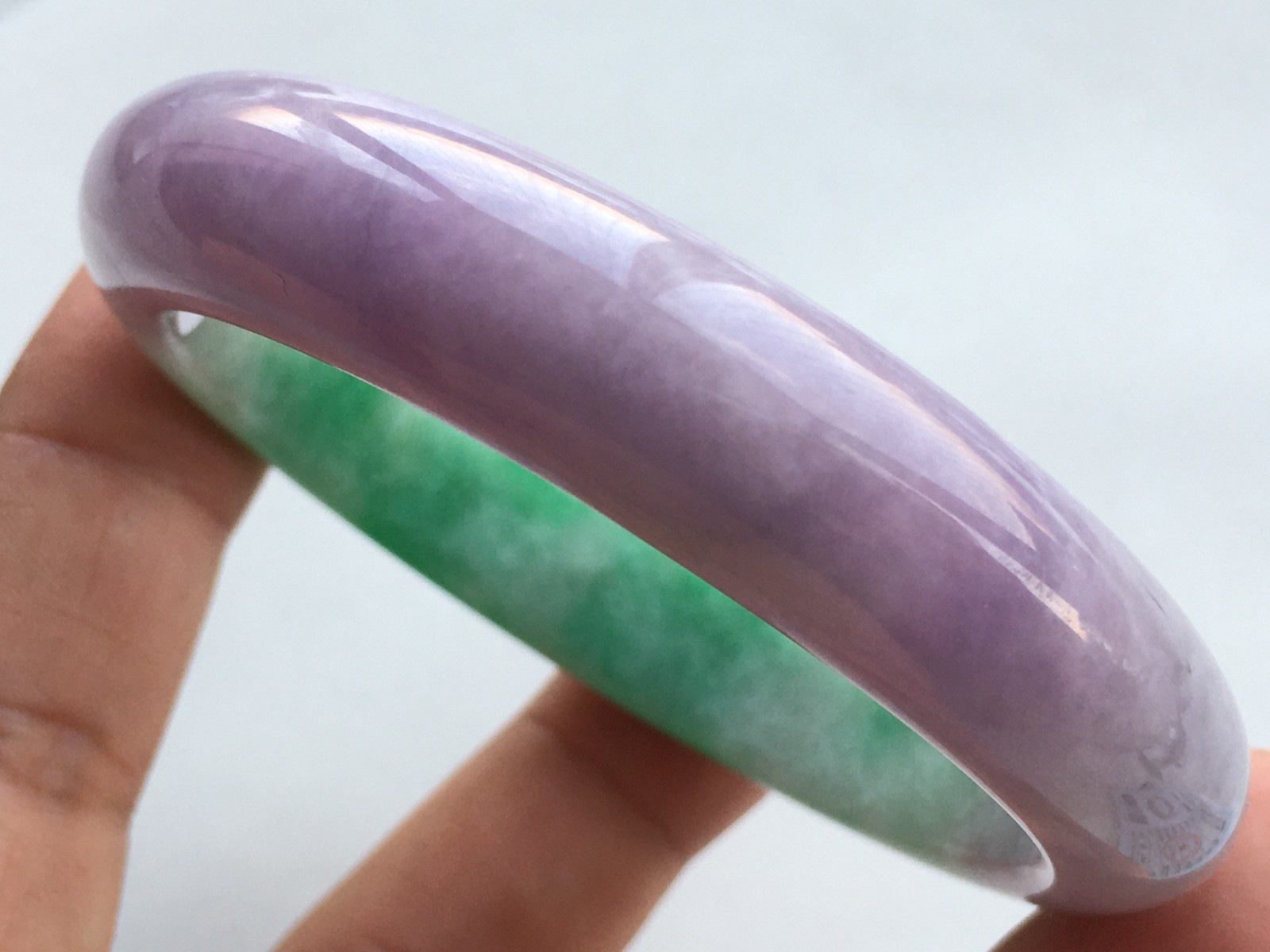 56mm Certified Nature Green/Purple Burmese Jade jadeite bracelets bangle 6534