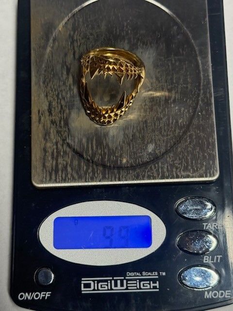 Kasun London Vampire Bite Ring .925 Sterling Silver W/18 Carat Yellow Plating
