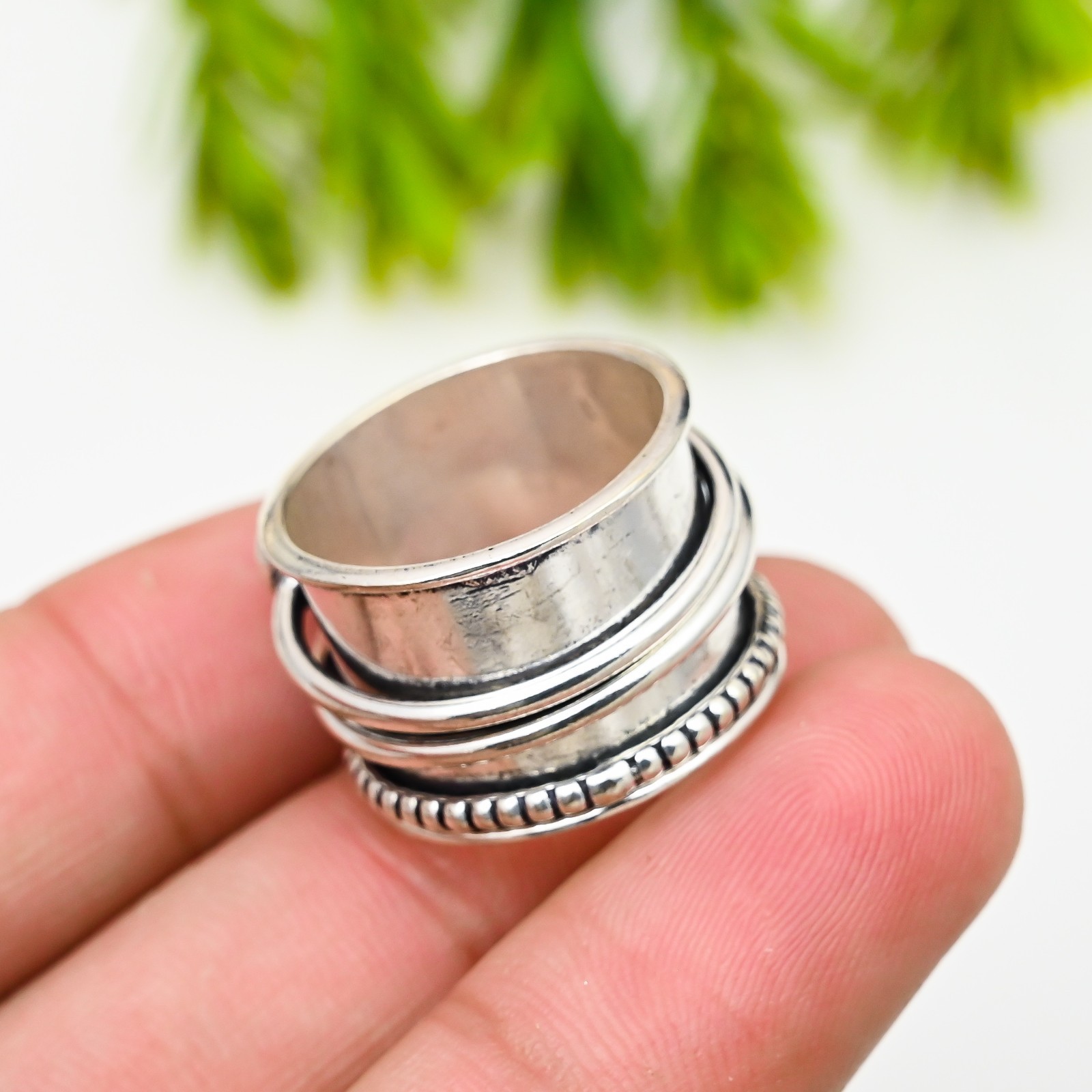 Handmade Amethyst 925 Sterling Silver Beautiful Spinner Ring For Gift