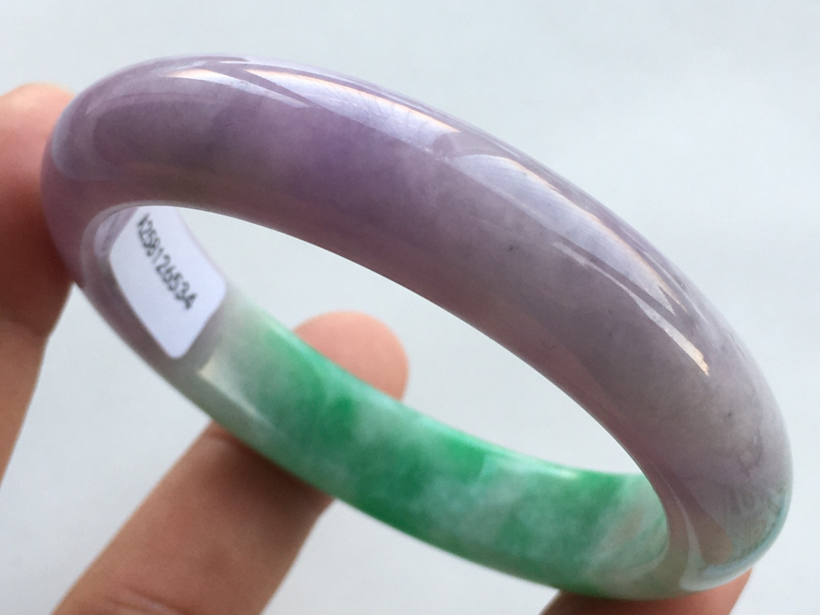 56mm Certified Nature Green/Purple Burmese Jade jadeite bracelets bangle 6534