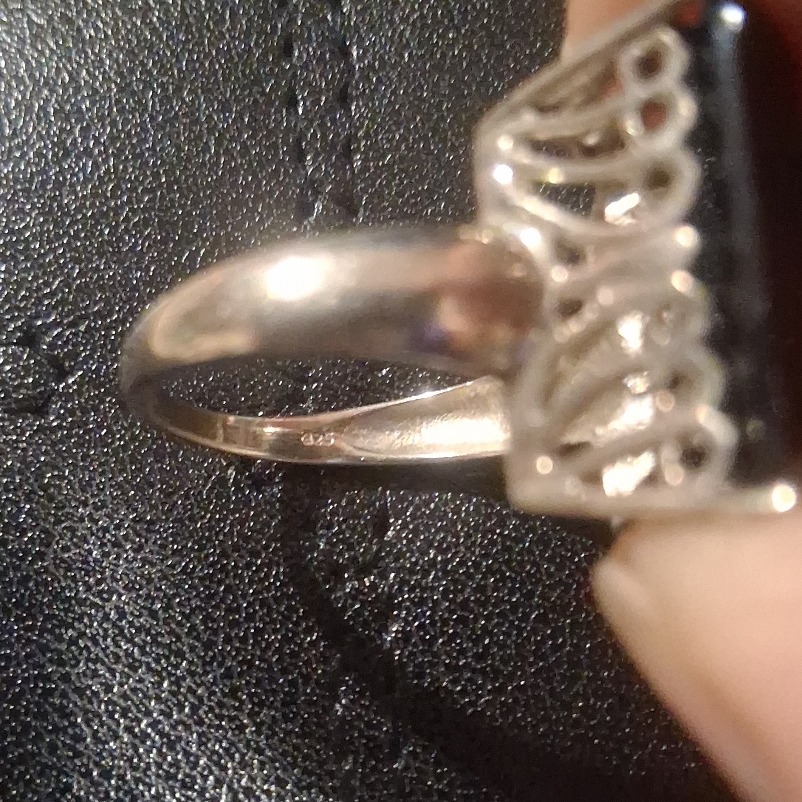 Sterling Silver 925 Black Onyx Emerald-Cut Prong Set Ring Size 8.5 3mm