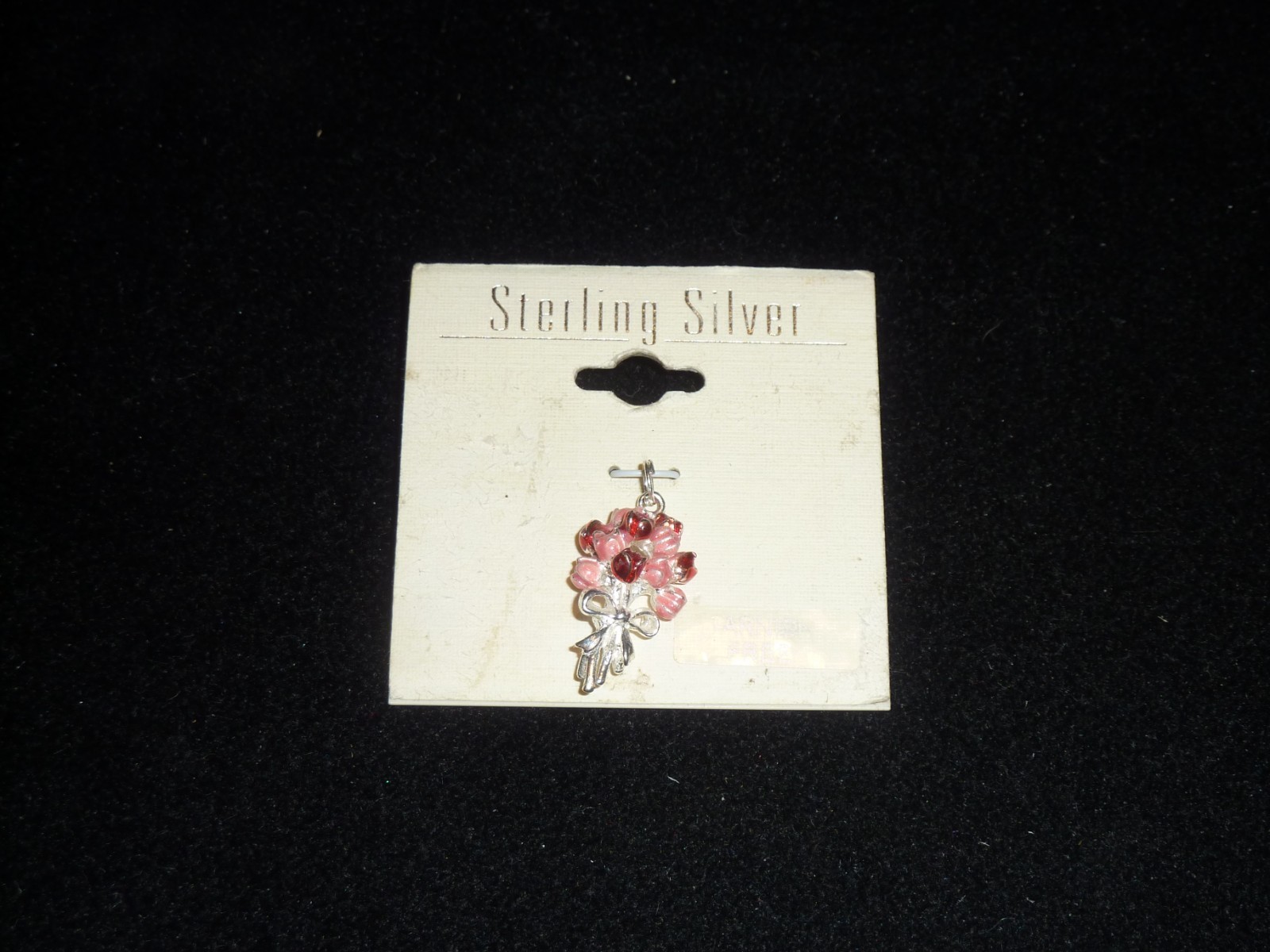 Sterling silver .925 bouquet of pink & red roses charm – Unused