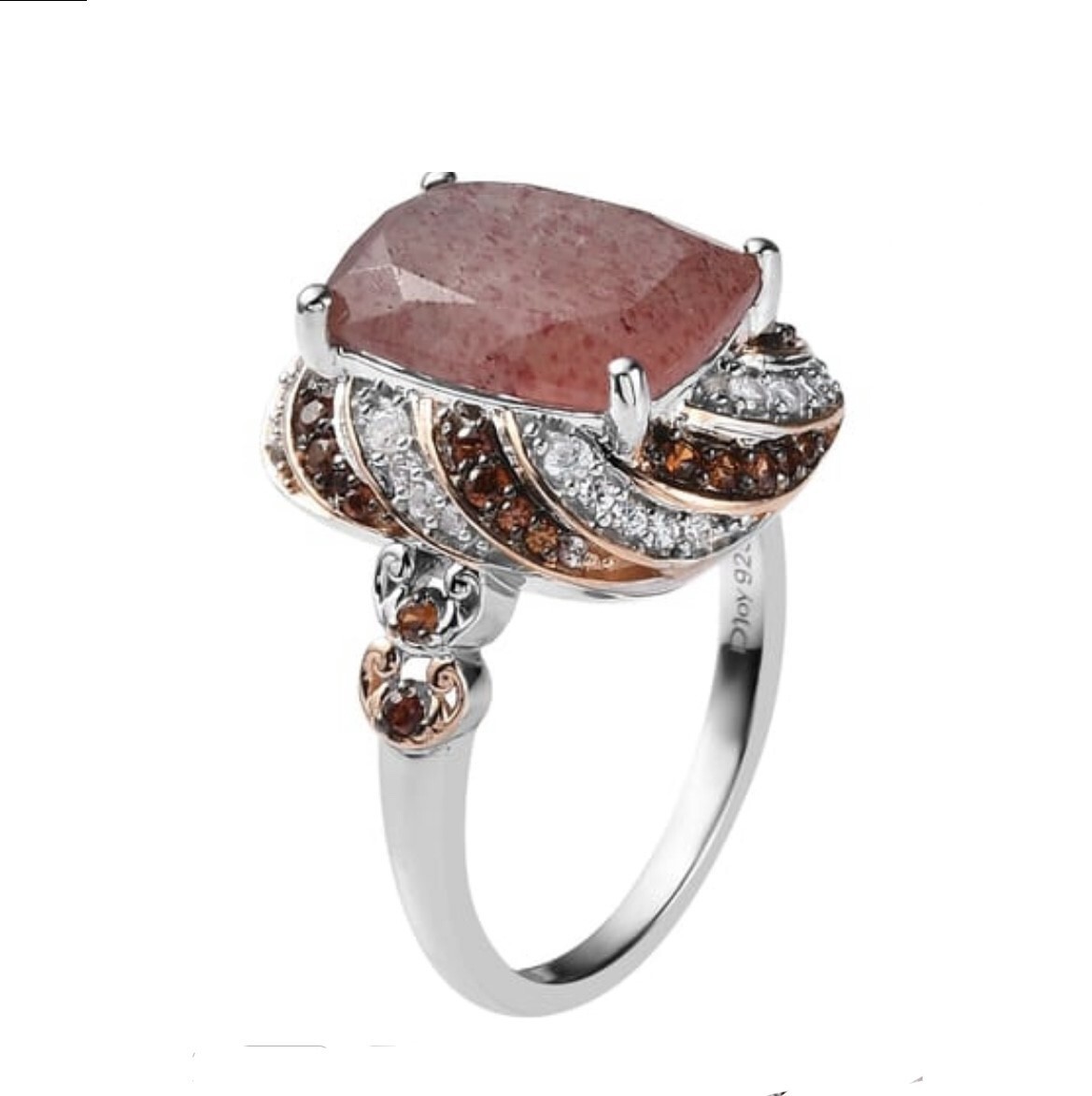 Sterling Ring Pink Red VALENTINE’S DAY 8 Platinum Sterling 7.4 ctw *GORGEOUS!!