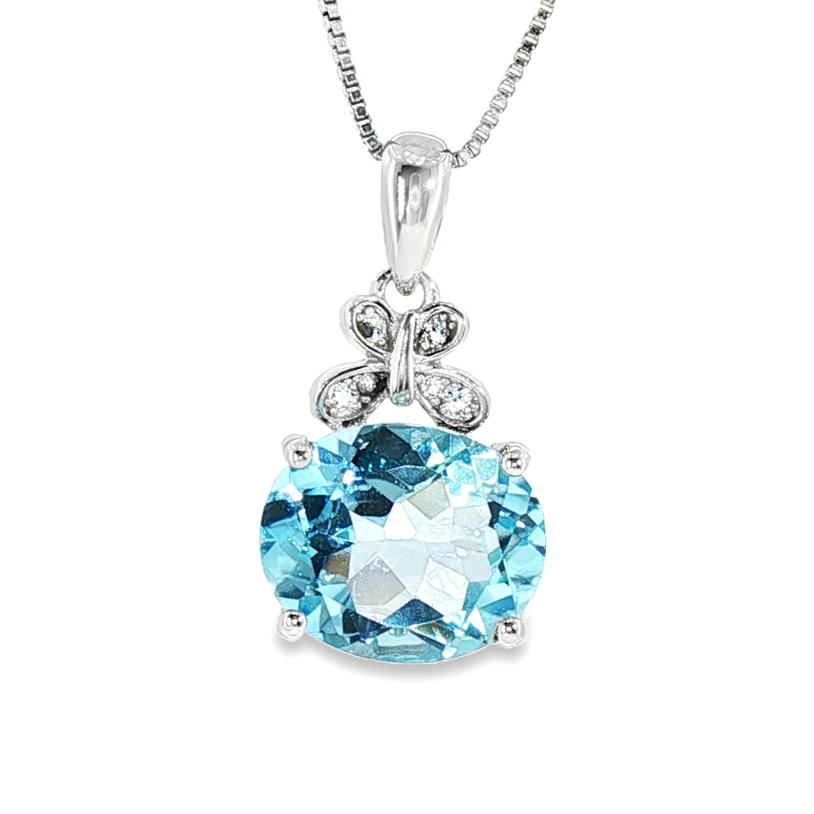 925 Sterling Silver Natural Sky Blue Topaz Pendant Oval 4.10gm If To Vvs