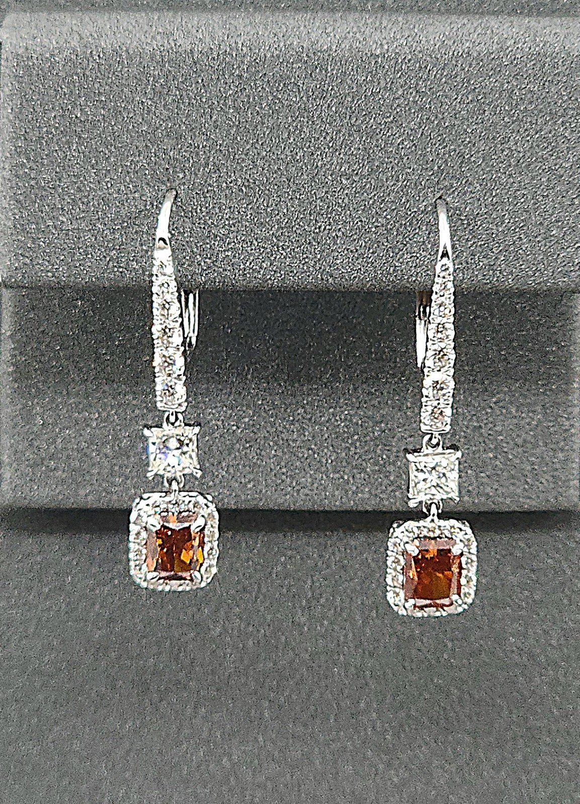 3.23 ct GIA Certified Natural Fancy Orange Diamond Dangle Earrings