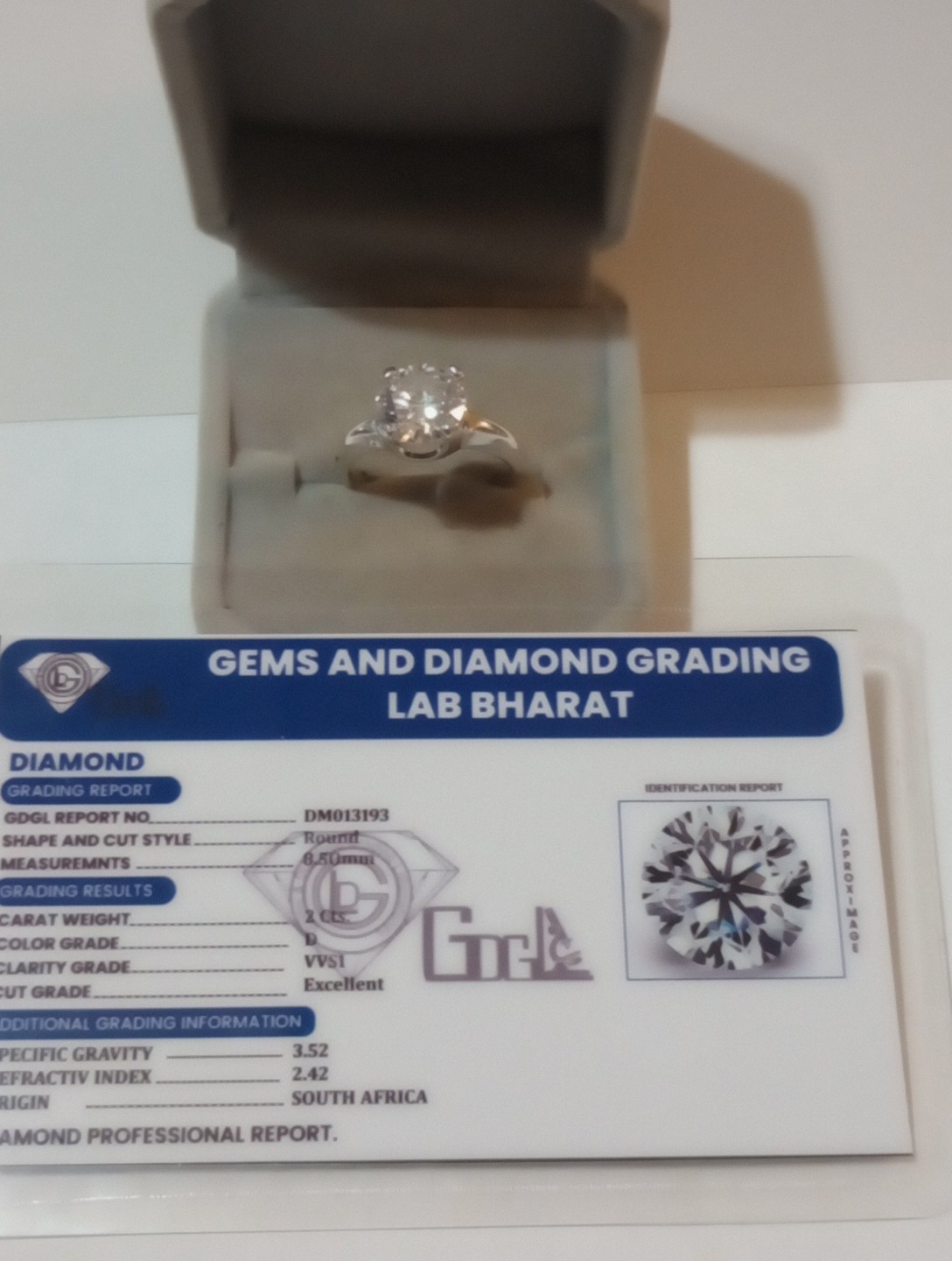 NATURAL CERTIFIED GEM TESTED NOT ENHANCED WHITE DIAMOND 2.0 CT 925 S RING SIZE 7