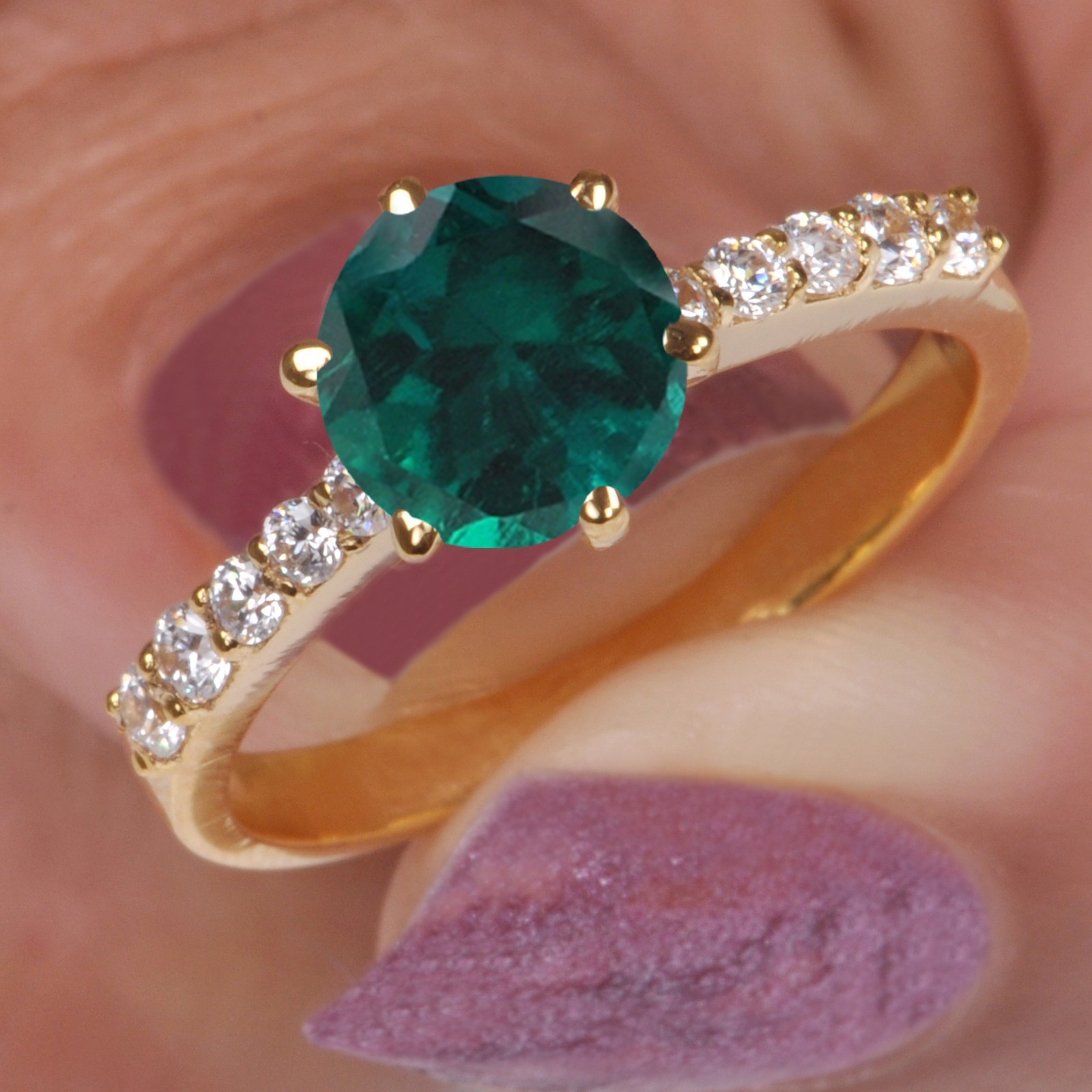 1.30 Cts. Natural Emerald IGI Certified Diamond Ring In 14KT Gold – Tariffs Free