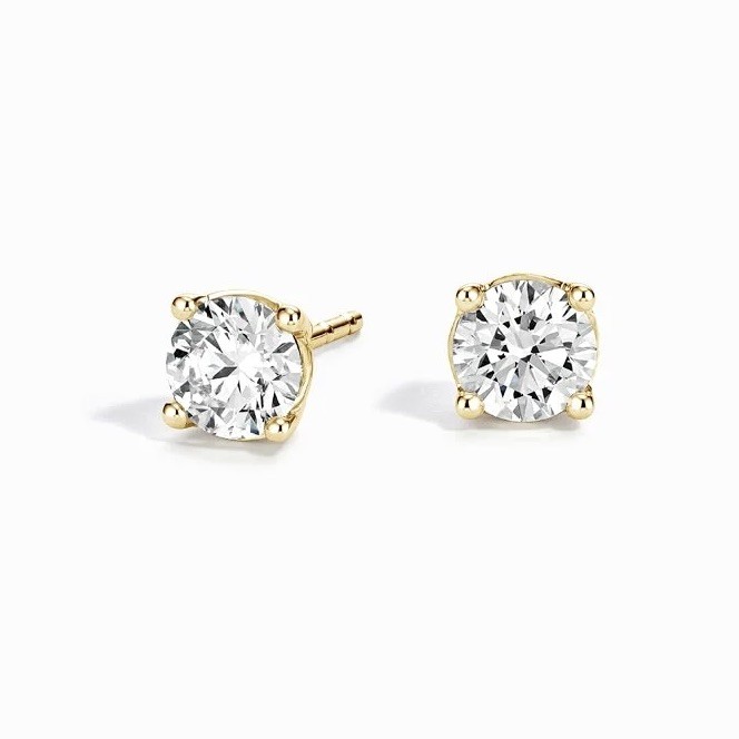 NEW IN BOX 3/4 (.75) CARAT 10K Gold Lab Grown Diamond Solitaire Stud Earrings