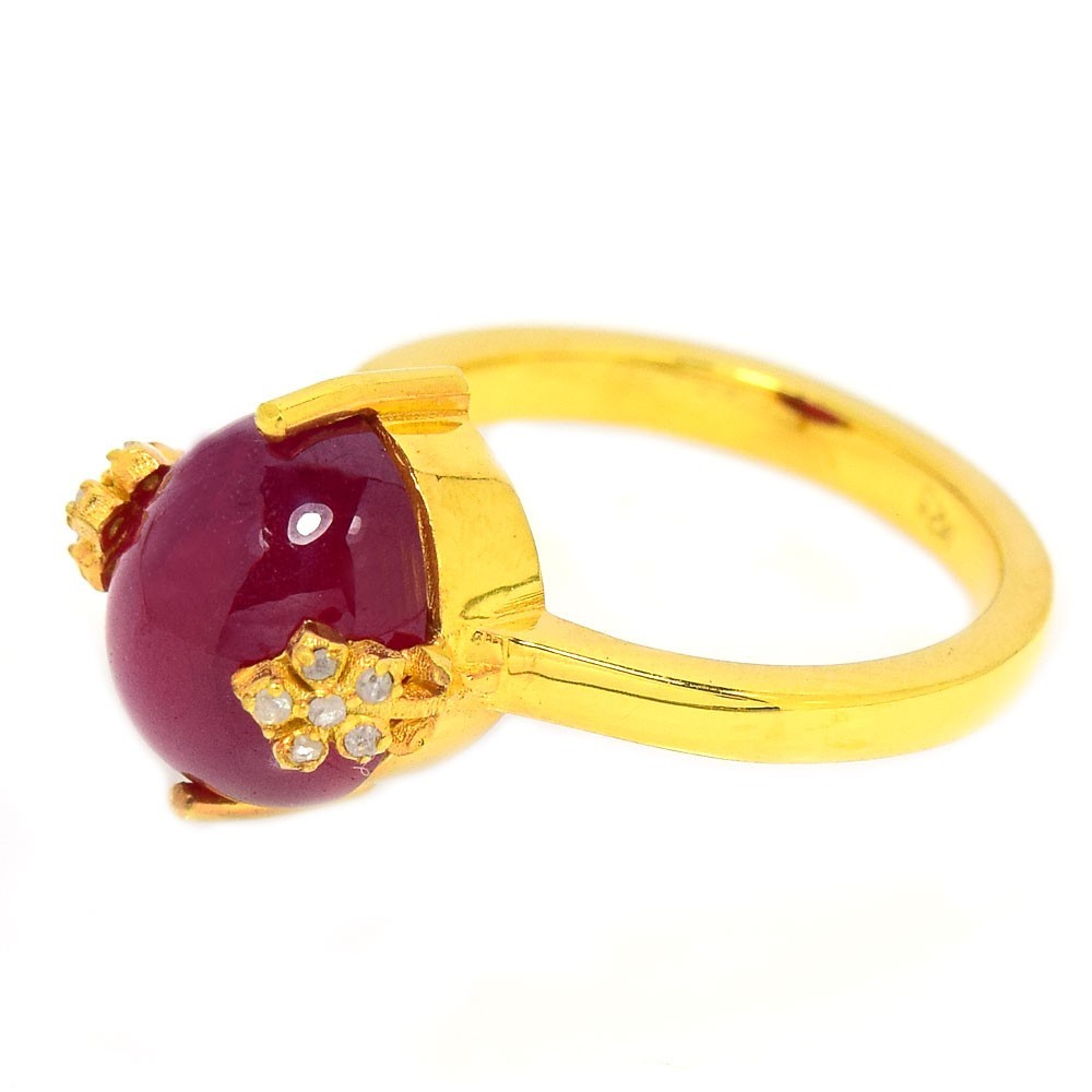 925 STERLING SILVER RING GENUINE PINK RED RUBY OVAL CABACHON GEMSTONE SIZE 6.25