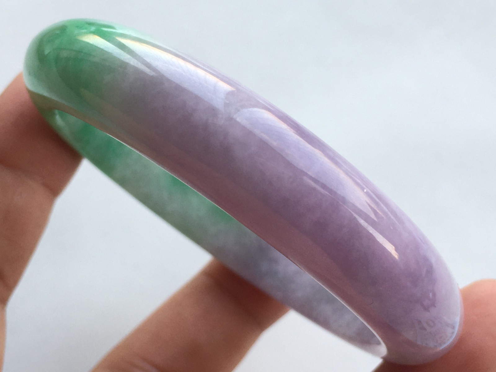 56mm Certified Nature Green/Purple Burmese Jade jadeite bracelets bangle 6534