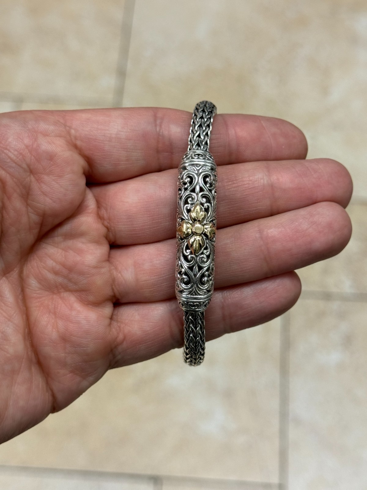 925 Silver Oxidized Mens Braided Chain Bali Handmade Sterling Bracelet 8.5»