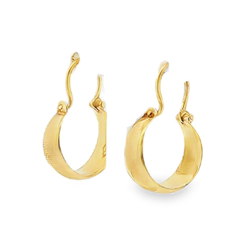 Vintage Wide Profile Hoop Earrings in 16-18k Yellow Gold .75″