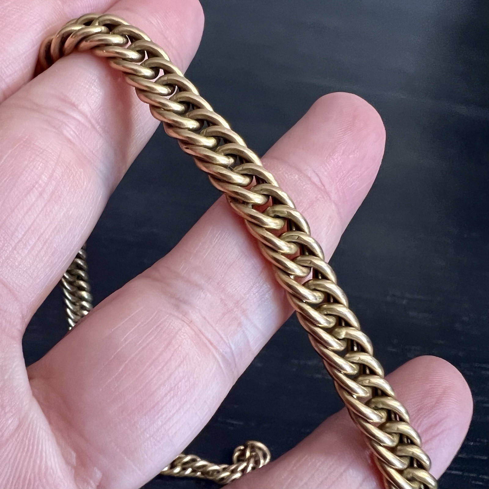 VTG Solid 14K Italian Chain 57 AR Hallmark Reversible Fancy Curb Necklace 26.58g