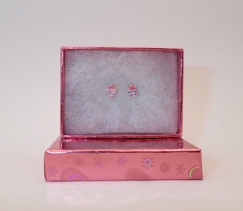 Pink Ceylon Sapphire Earrings Set in S/S, 5.1 X 4.1 X 2.5 mm faceted Ovals, VS1
