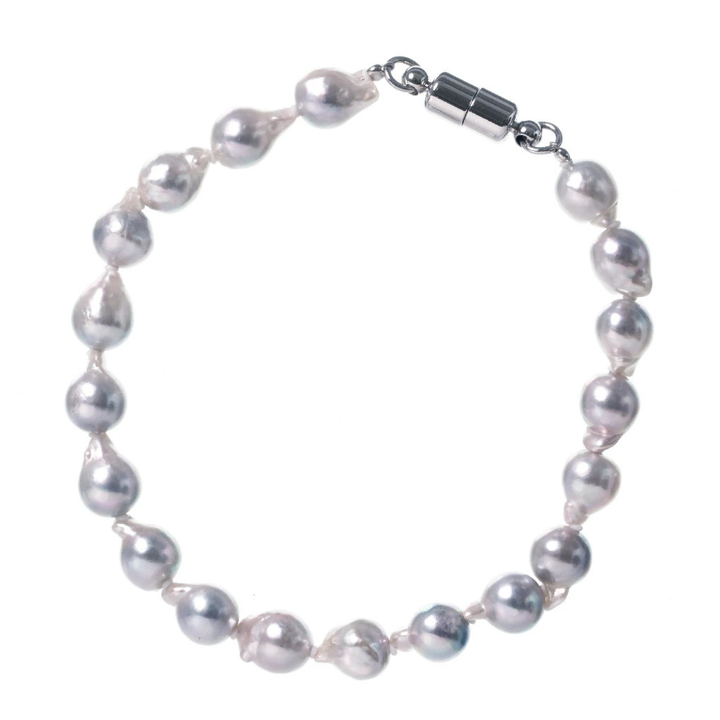 Akoya pearl baroque bracelet approximately 6.5 7.0mm with pearl case free shippi