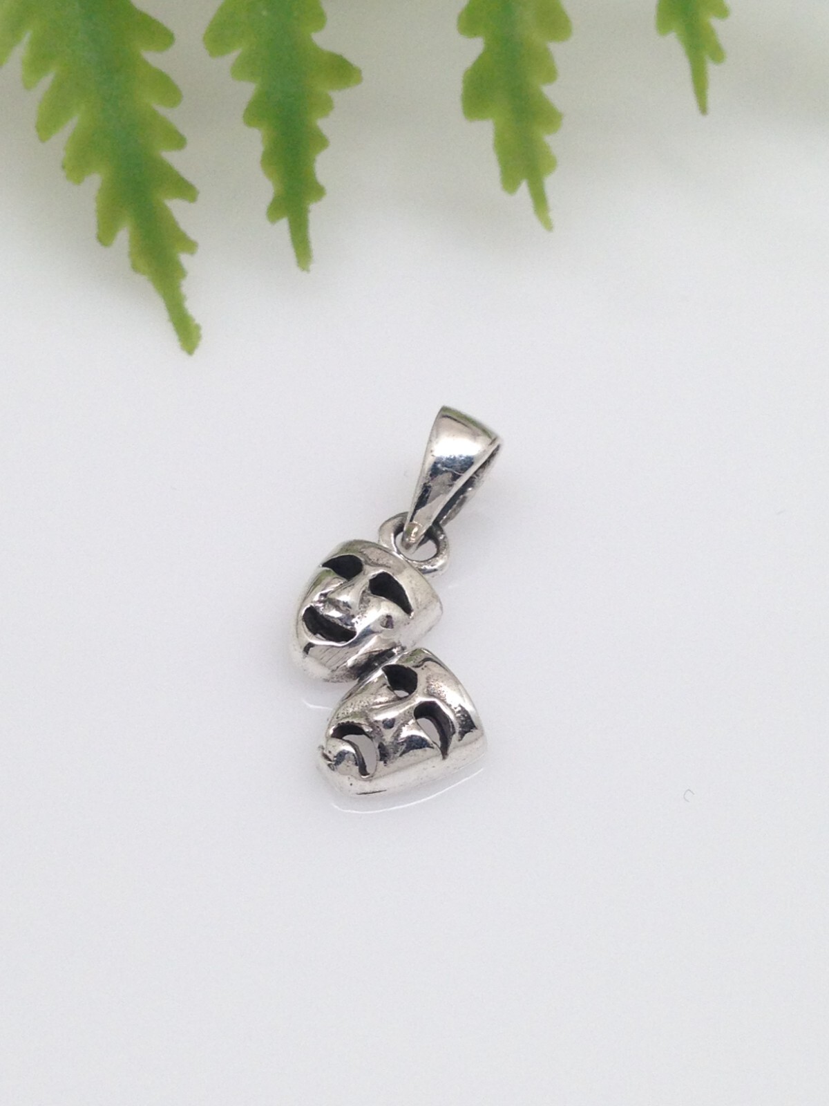 925 Sterling Silver Comedy & Tragedy Pendant Tiny Dainty 12mm /20mm Men Women