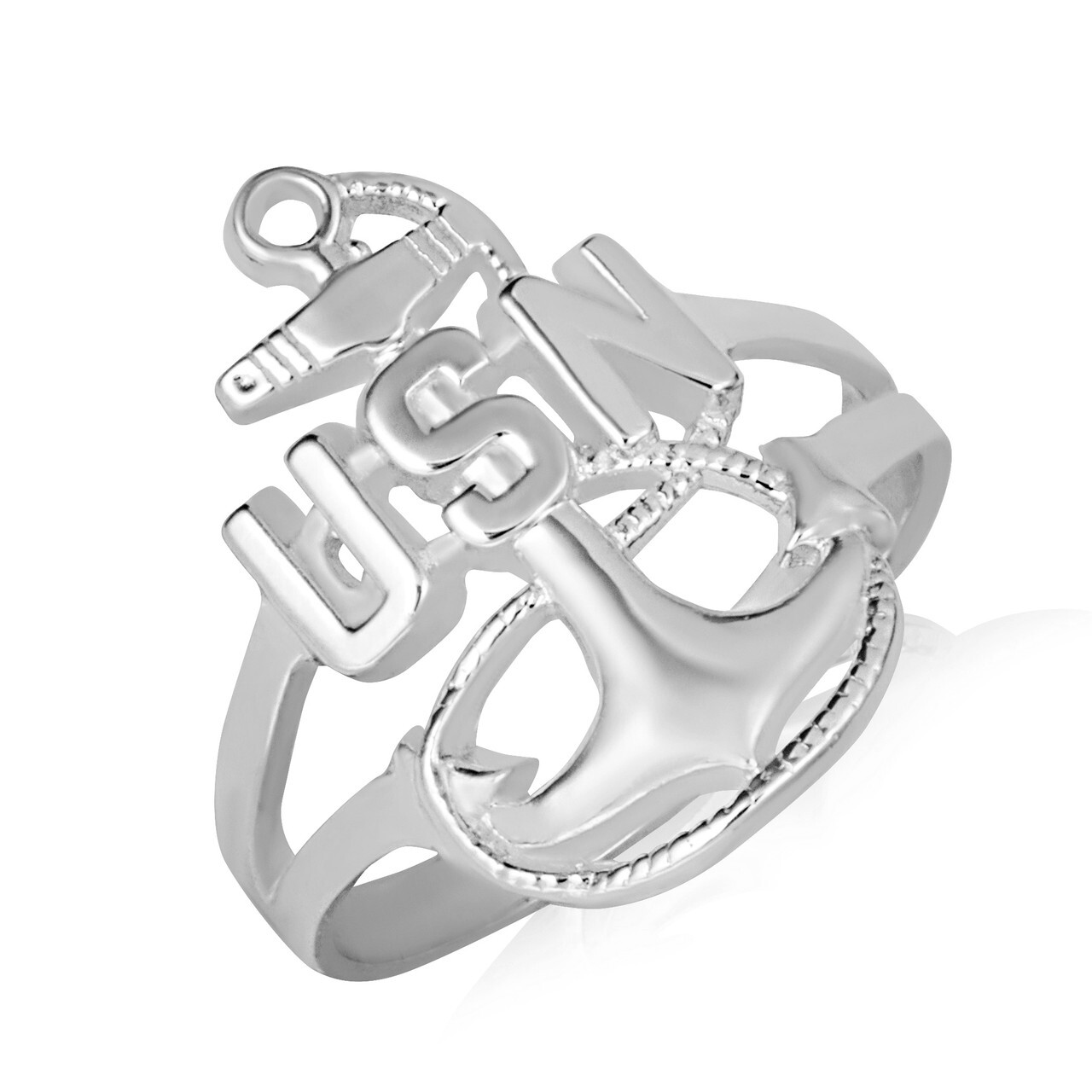 Silver United States Navy Officially Licensed Chief Petty Officer Anchor Ring