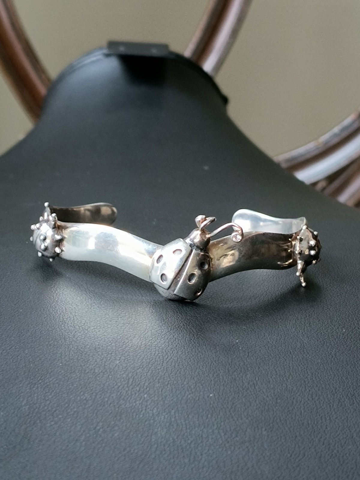 Unique Sterling Silver 925 Ladybug Cuff Bracelet Unbranded
