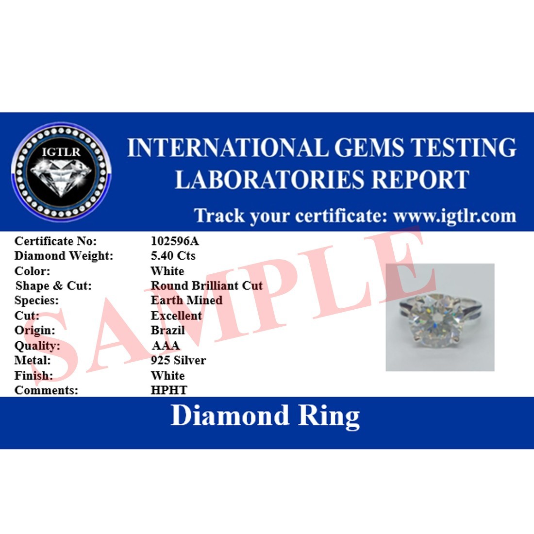 RARE Certified 6.00 Ct Ct White Treated Diamond Solitaire Ring In 925 Silver
