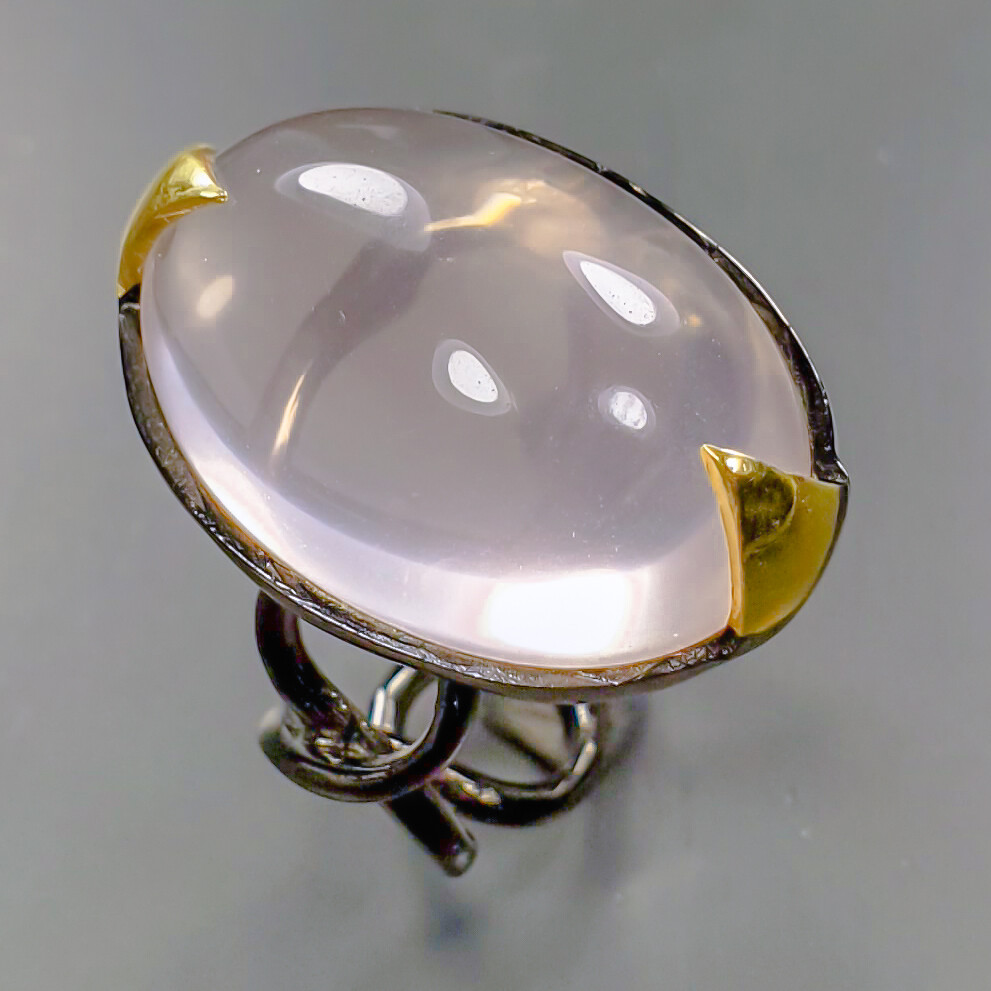 Natural  Not Enhanced Rose Quartz Ring 925 Sterling Silver Size 8.5 /B-R1058