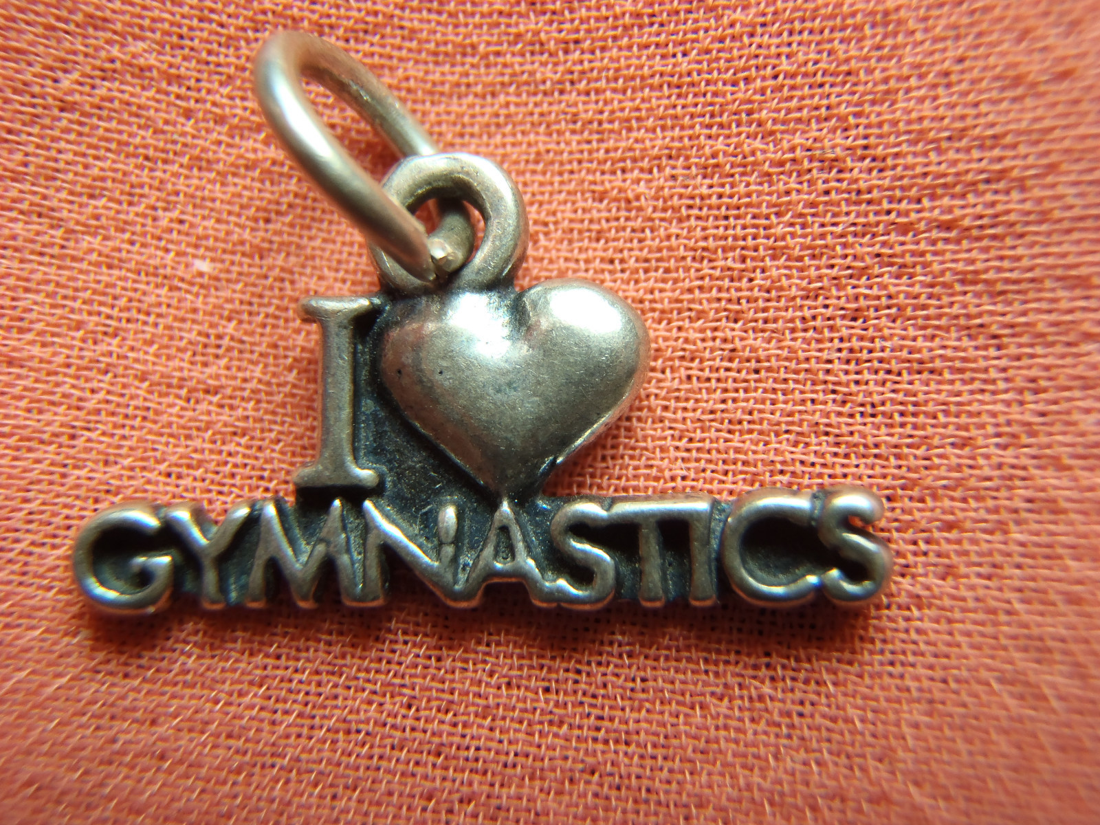 Estate SILVER I LOVE GYGMNASTICS HEART CHARM SIGNED SJC Lot 73