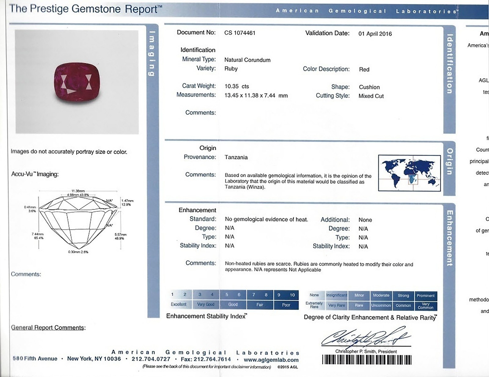 Tanzania Cushion Red Ruby 18K Yellow Gold Ring 10.35CT