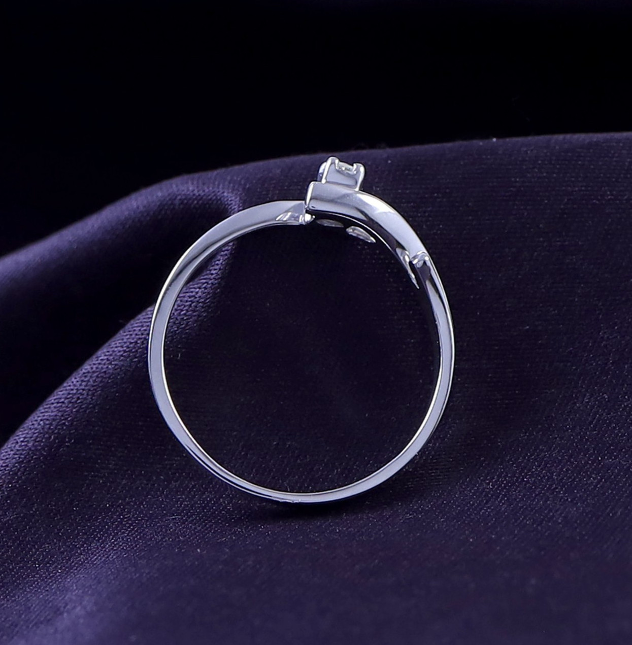 Natural Round Diamond Accents Solitaire Engagement Ring 925 Sterling Silver