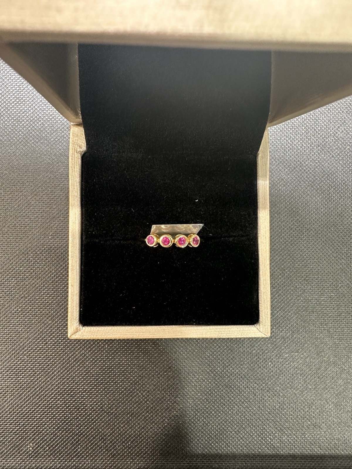 18K Yellow Gold Ruby Band Ring Bezel Set Stackable Size