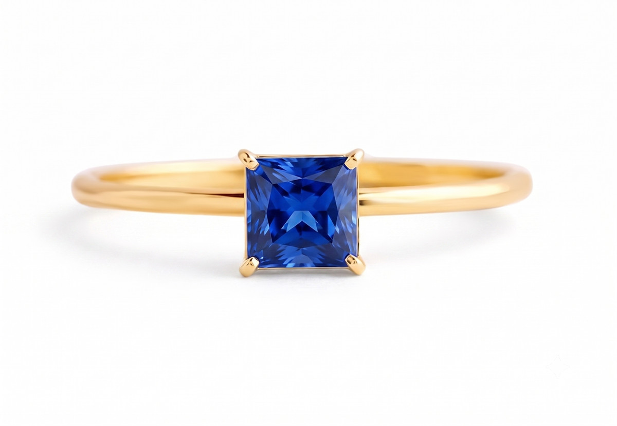 2.25 Carat Natural Square Shape Blue Sapphire 925 Silver Handmade Ring For Her