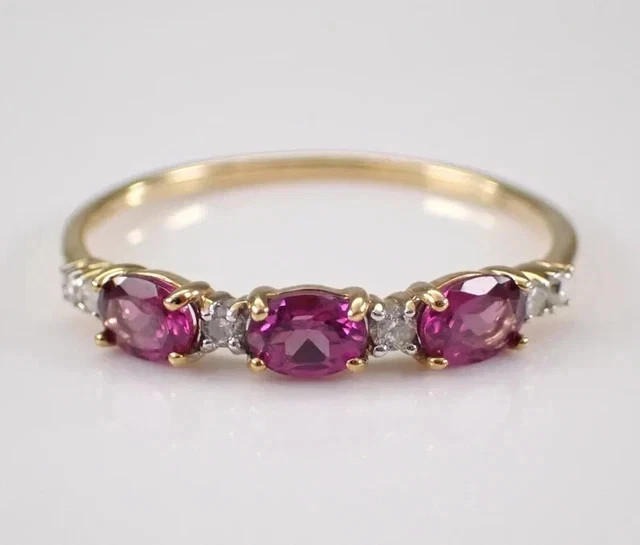 2.30 Ct Oval Cut Natural Red Ruby Wedding Band Ring 14K Yellow Gold Plated