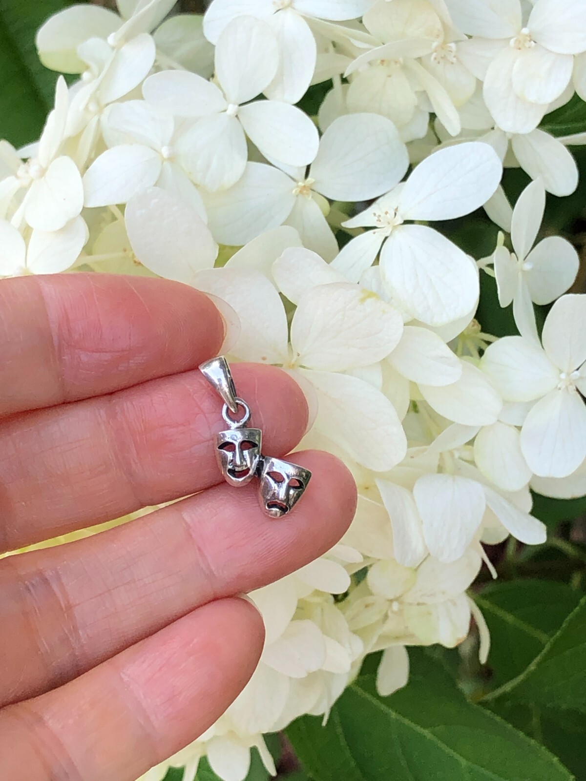 925 Sterling Silver Comedy & Tragedy Pendant Tiny Dainty 12mm /20mm Men Women